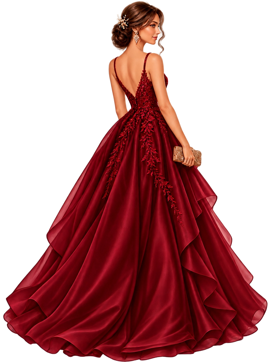 Vestido formal largo color vino para mujer